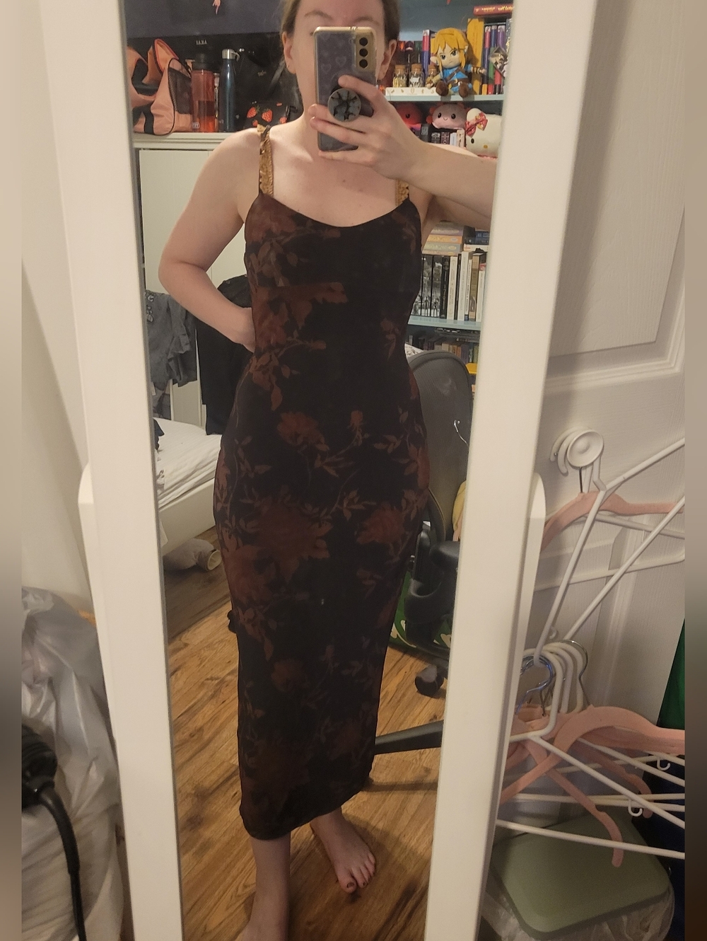 Dynamite Black Dress with Dark Orange Floral Print - Picture 6 of 7